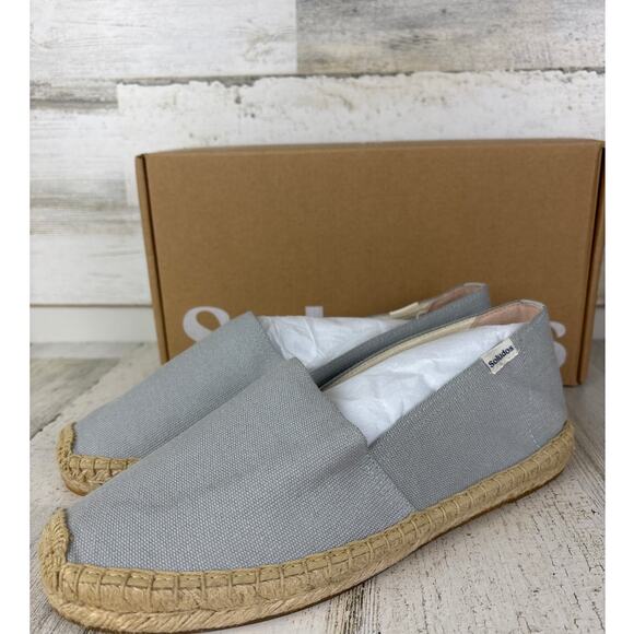 Soludos womens 8.5 Dali Espadrille gray loafer shoe new summer jute slip NEW - Picture 1 of 9